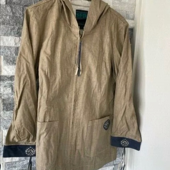 Women's SFR SANTA FE RE-CREATIONS EUC Cotton Fringe Patchwork Jacket-Brown-Small - Picture 5 of 7